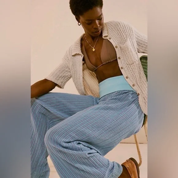 Free people Ride With me Light Blue Wide-Leg Pants - Picture 5 of 8